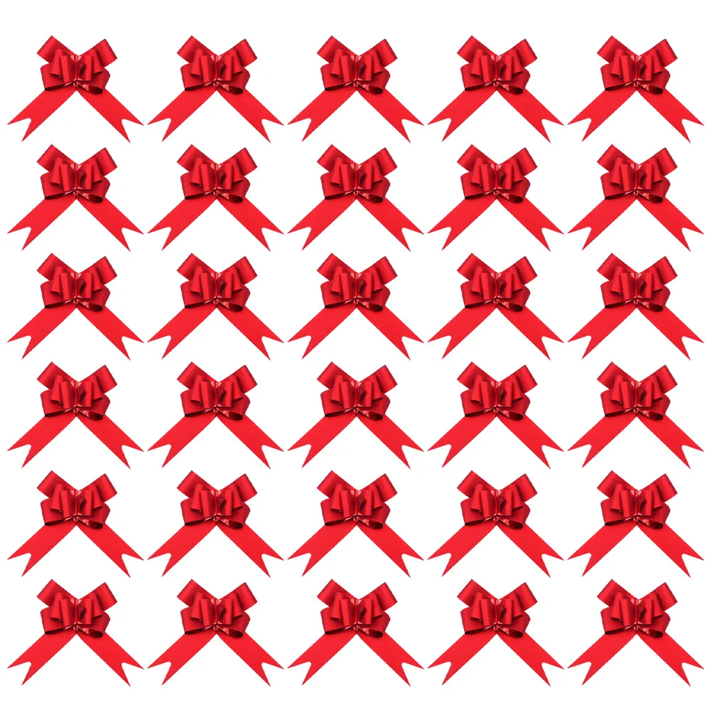 

30pcs 13Cm Gold Glitter Pull Bows Snowflake Pattern Thick Ribbon For Christmas Gifts Wedding Party Decor String Bows Holiday