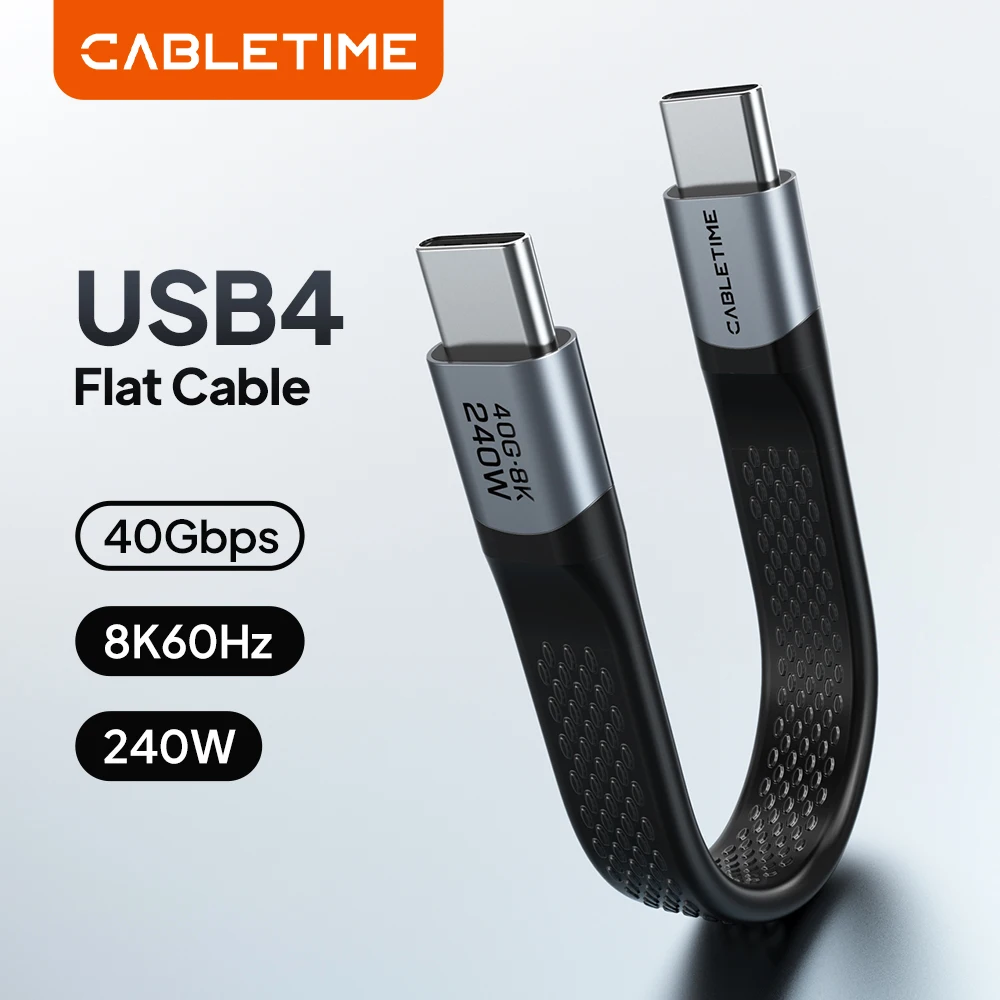 CABLETIME USB4 Data Cable 40Gbps PD240W 8K 60Hz USB C to Type C Short Cable for Thunderbolt 3 4 IPhone15 16 Pro Max SSD