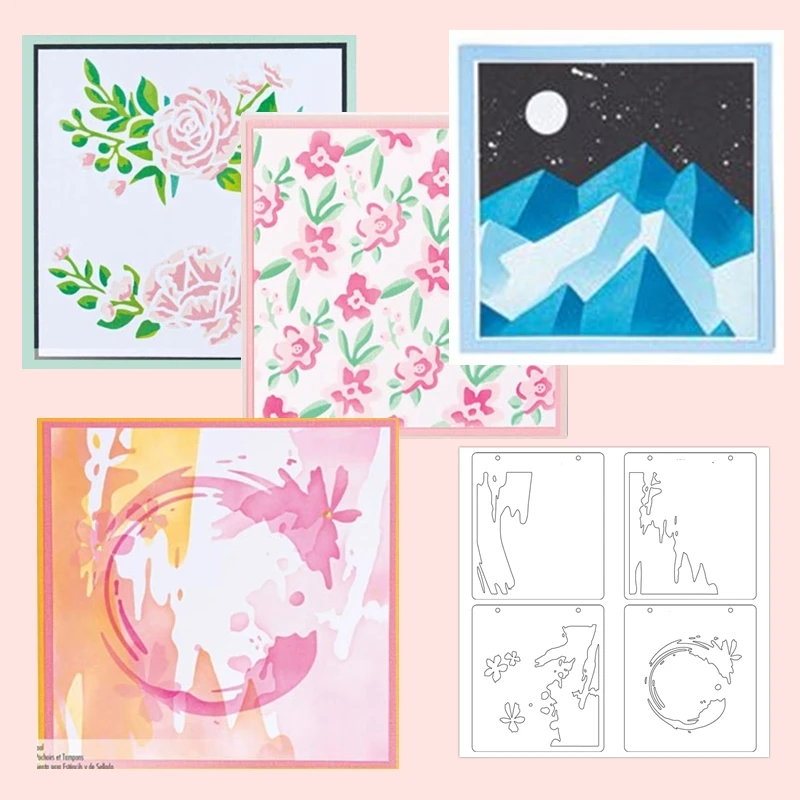 2023 Schablonen, Blume, Schnee, Berg, Malerei, Weihnachten, Wald, Rahmen, Karte, Handwerk, kein klarer Stempel, Stanzformen, Scrapbooking