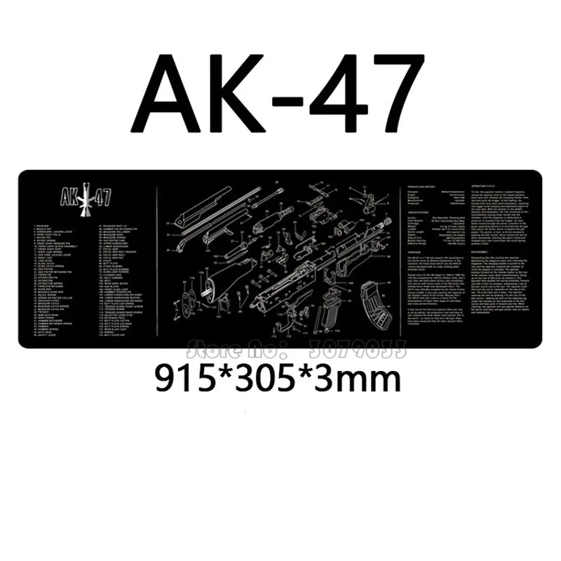 Gun Cleaning Rubber Mat AR15 AK47 Remington 870 P220 Beretta 92 Clean Mat with Parts Diagram Instructies Armourist Mat view 2