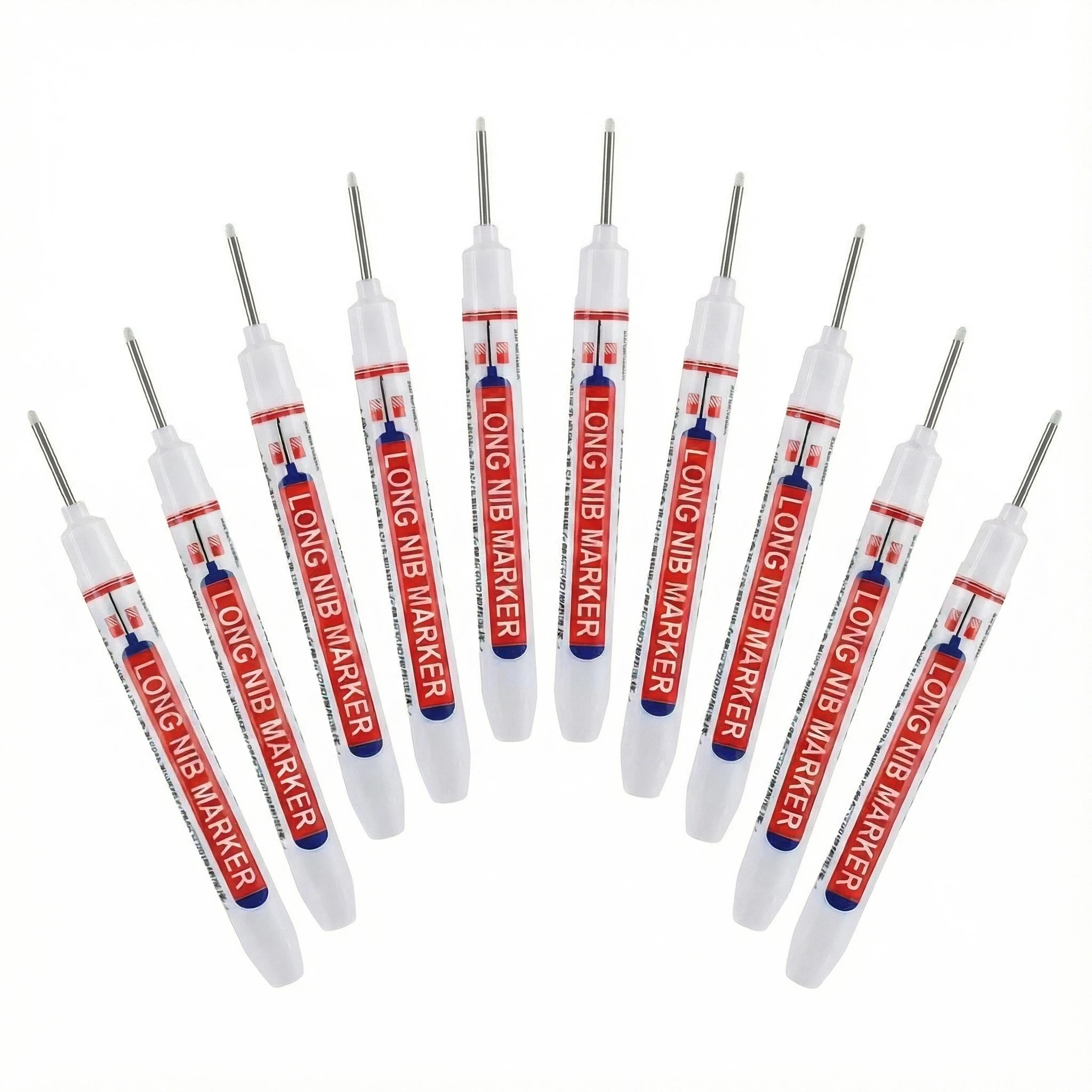 10 Stuks/Set 20mm Diep Gat Lange Nib Hoofd Markers Voor Metaal Perforeren Pen Waterdicht Badkamer Houtbewerking Decoratie Multifunctioneel