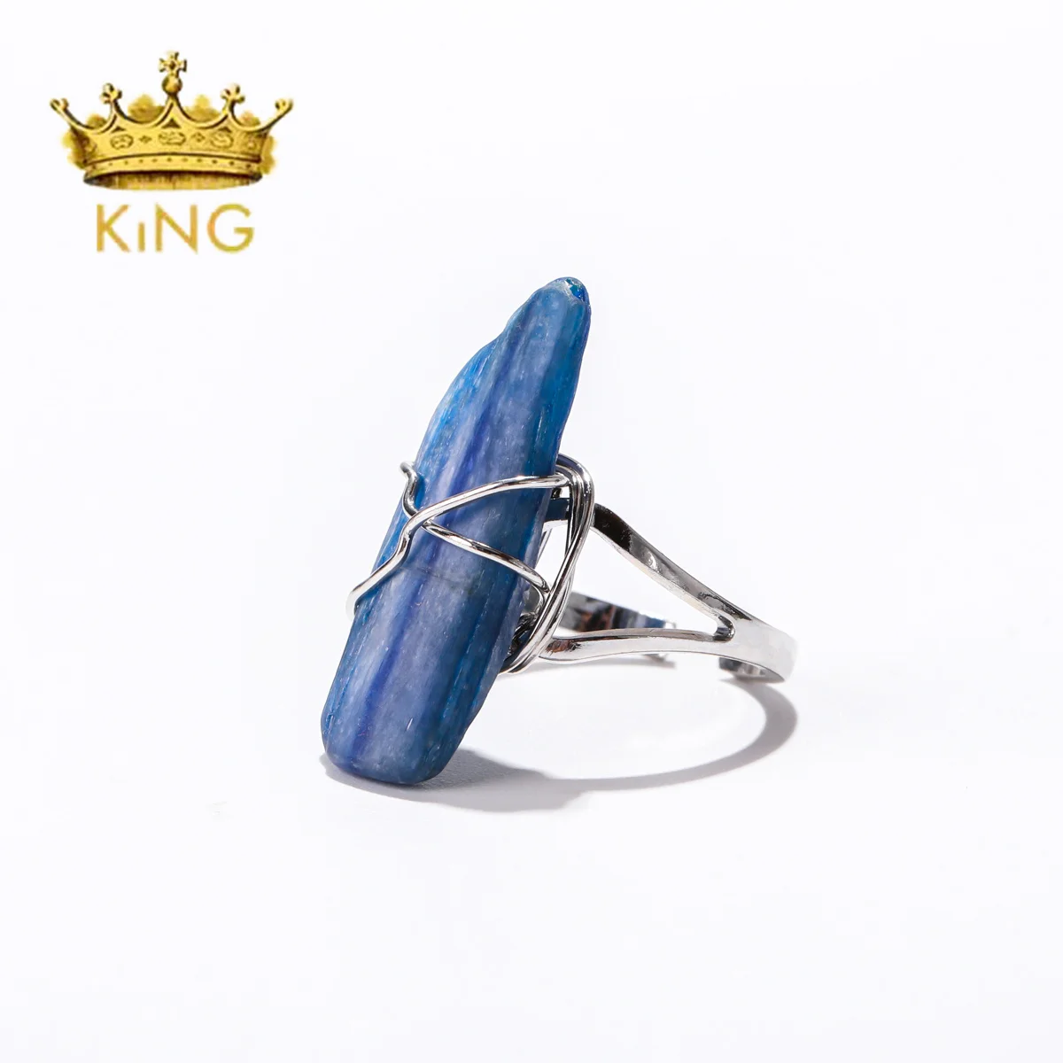 Natural Blue Kyanite Rings Unique Jewelry,Retro Style Wire Wrapped Stone Kyanite Ring , Gift to Men