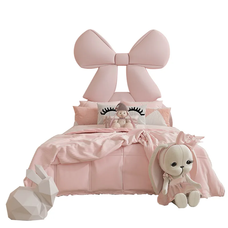 Modern light luxury pink princess bed bow bed 1.5m girl 1.8m teen girl bed