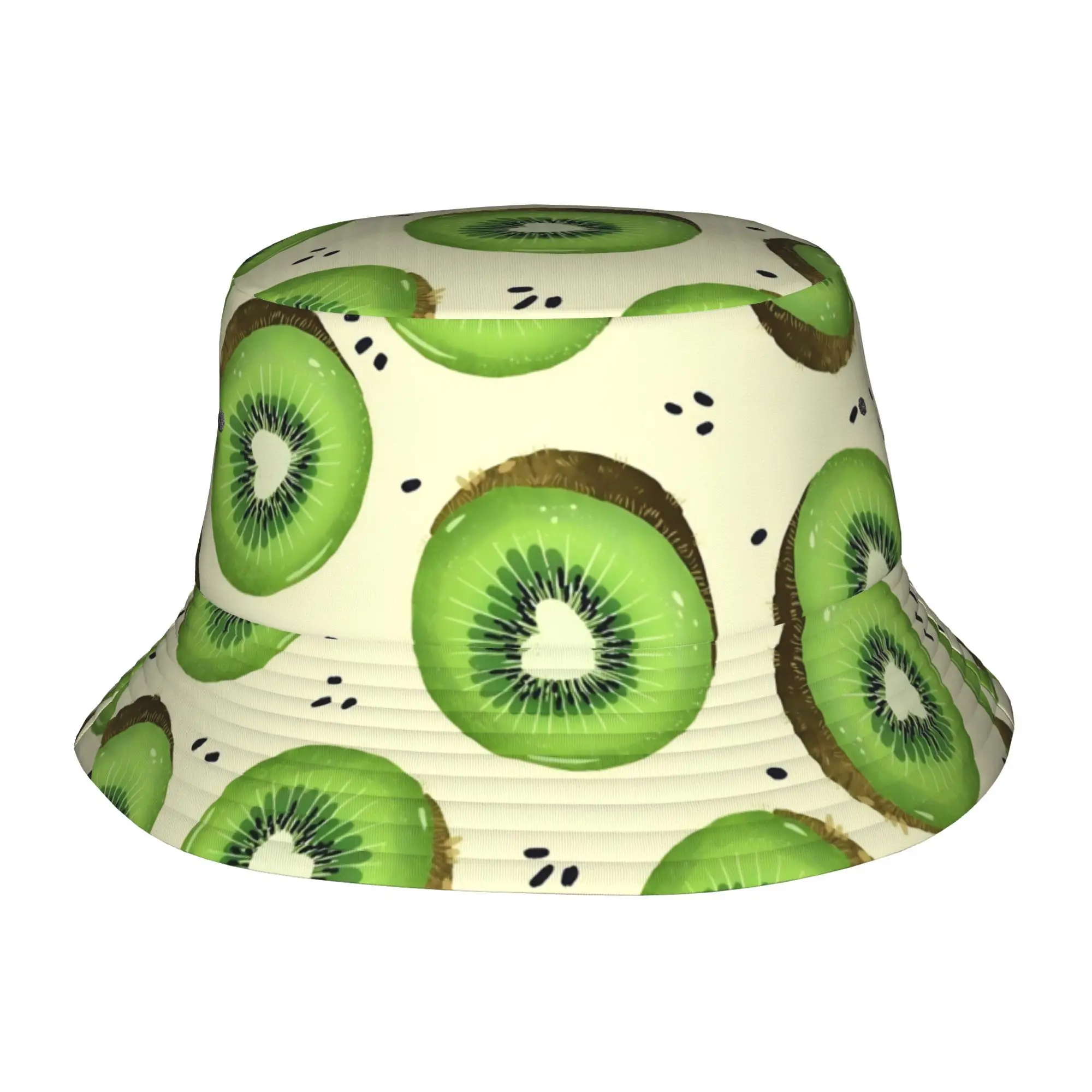 Fruit Patterned Kiwi Design Fully Printed Unisex Fisherman Hat Is An Ideal Outdoor Sun Hat. It'S A Stylish Bucket Hat