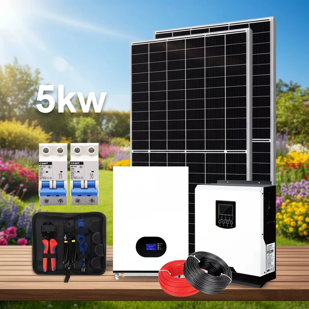 off Grid Solar Inverter Kit 5kW Monocrystalline Silicon  Lithium Ion 24V 220V Pure Sine Wave with WiFi GPRS Communication