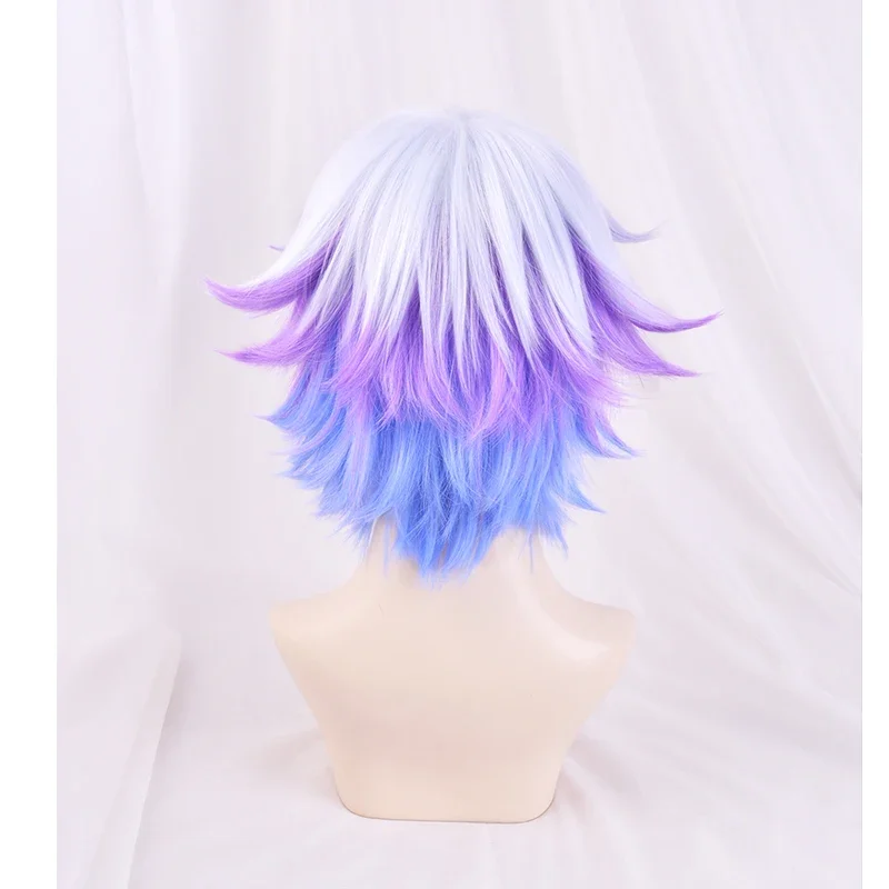 Cozmez Yatonokami Nayuta Wig Yatonokami Kanata Wig Short Hair Mixed Color Gradient Purple Cosplay Synthetic Hair