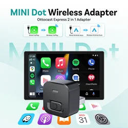 Ottocast Express Mini Dot Wireless Carplay Adapter Android Auto Dongle Wired to Wireless WiFi 6 Plug & Play for Audi Kia