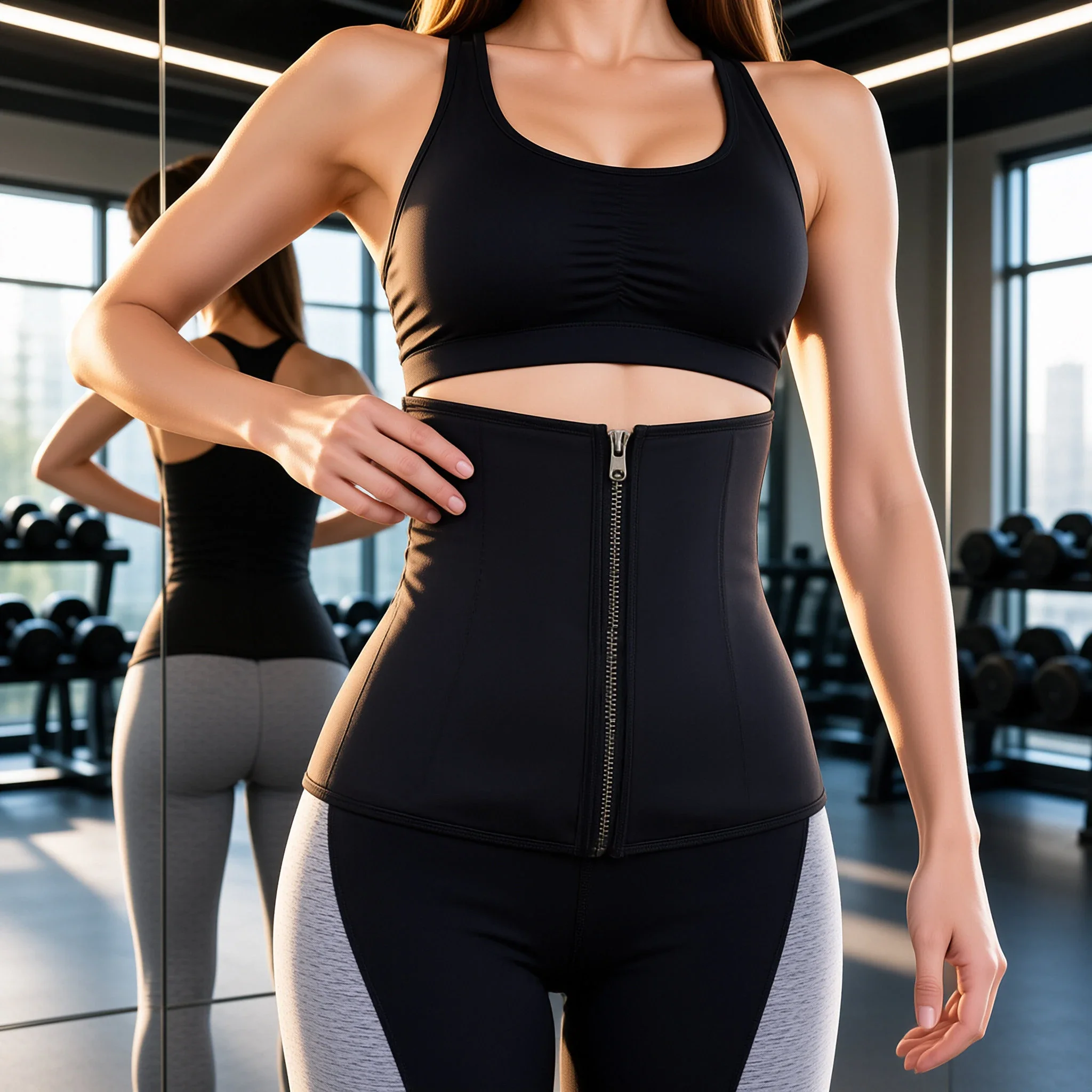 Women's Waist Trainer Sauna Suits Shapewear Girdle with Zipper Body Shaper Belt Slimming Tummy Control Fat Burning Belts Corset