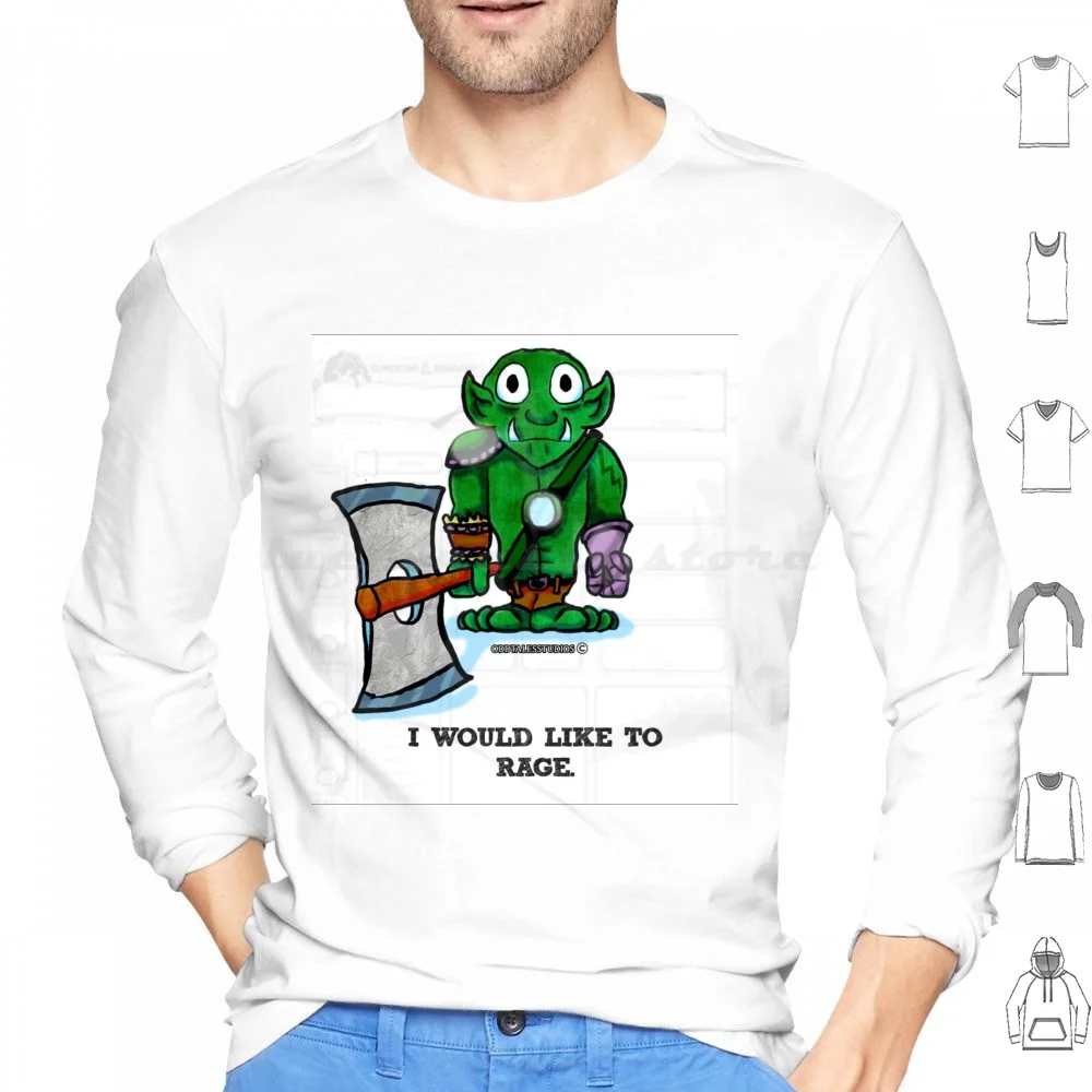 And Barbarian Rage Design Hoodies Long Sleeve And Tabletop Rpg Barbarian Rage Orc Fantasy Roleplay Dice Cartoon Dnd Dnd