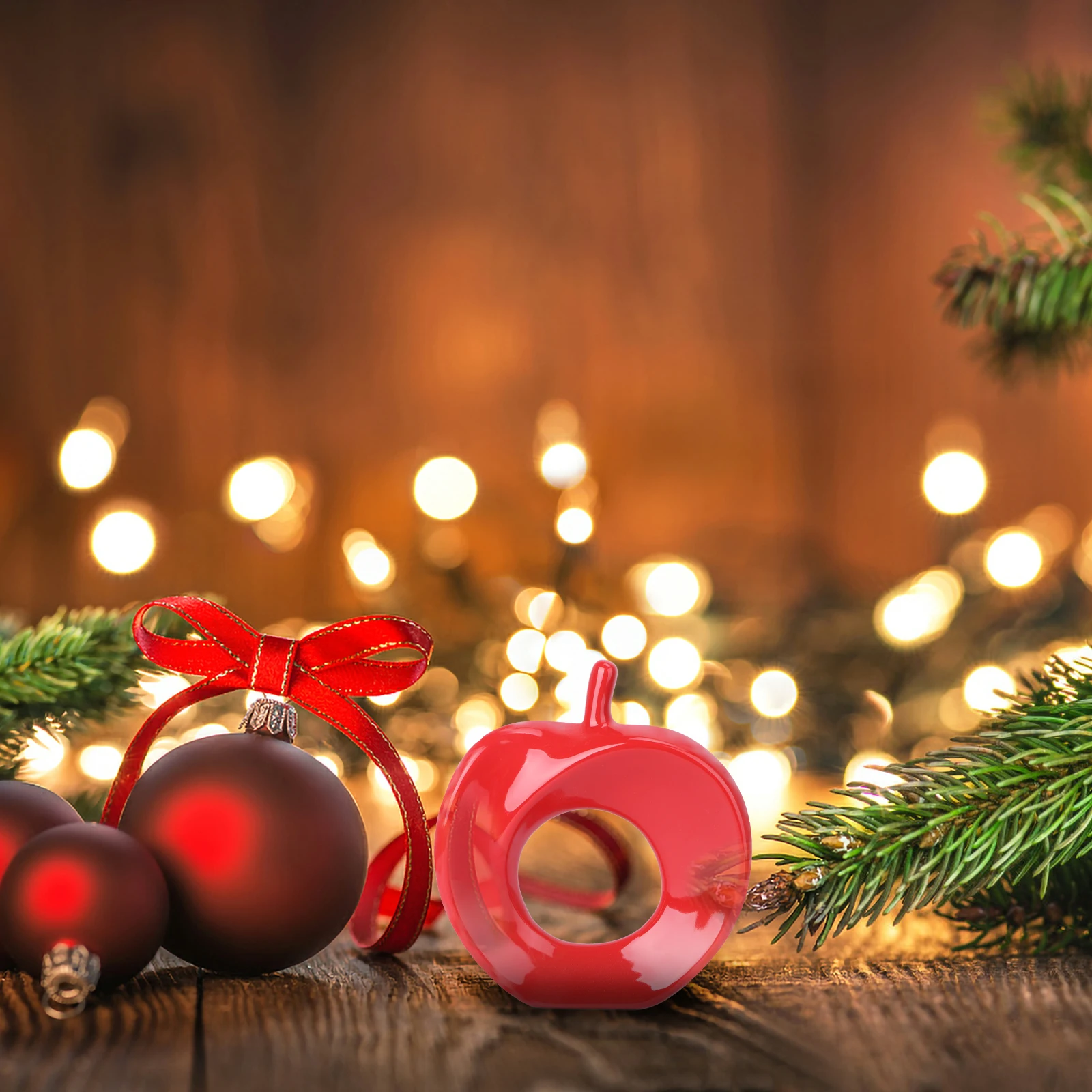 

1Pcs Artistic Apple Themed Desktop Adornment Elegant Christmas Craft for Office Home Celebration Ceramic