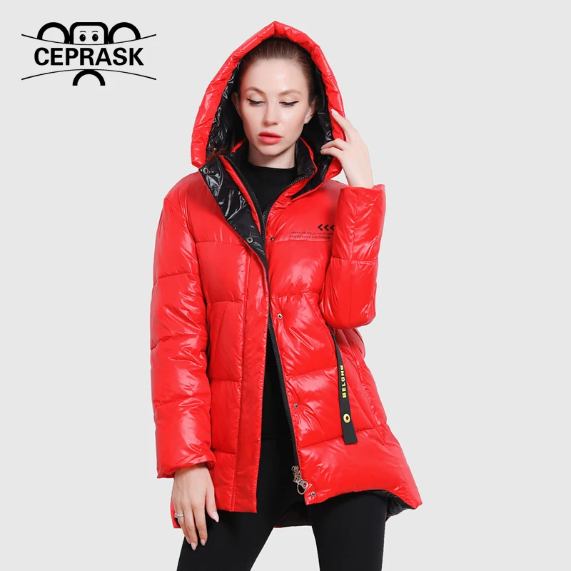 CEPRASK 2023 New Winter Jacket Women Casual Loose Thick Parkas Quilted Fashion Bright Colors Hooded Warm Winter Coat Outerwear