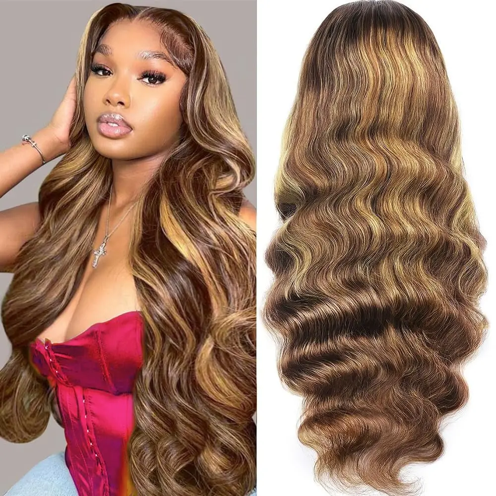 Highlight Ombre Lace Front Wigs Human Hair Body Wave 13x4 13x6 Hd Lace Frontal Wig 4/27 Ombre Blonde Lace Front Wig Human Hair