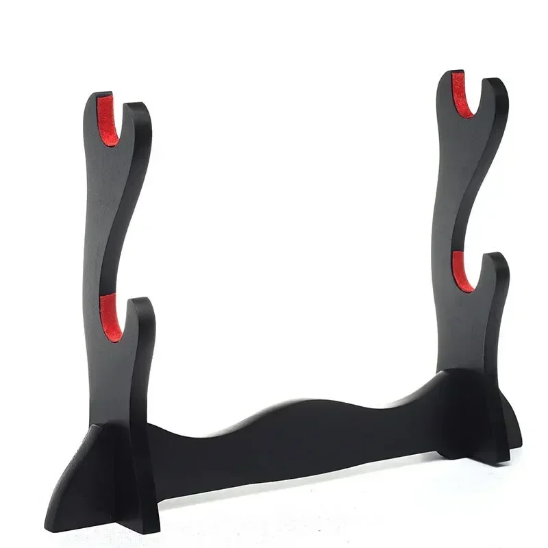 2 Tier Sword Stand Samurai Sword Display Velvet Padded Rack Wooden Sword Flute Stand Home Living Room Decoration Ornament