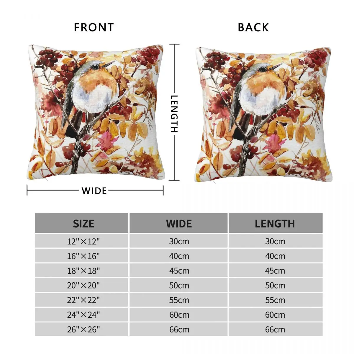 Robin Bird And Fall Colors Square Pillowcase Polyester Linen Velvet Creative Decor Throw Pillow Case Sofa Cushion Wholesale 18