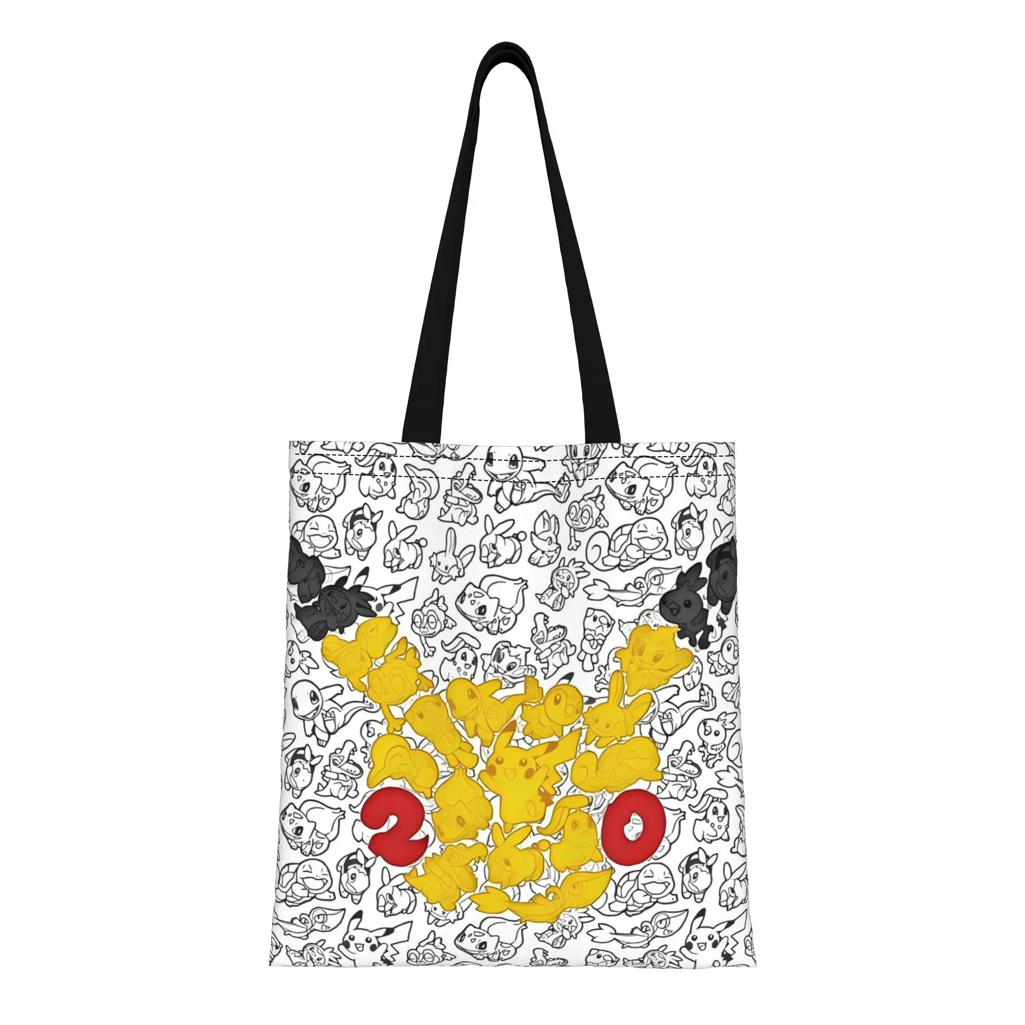 

Pikachu 2 Pokemon Canvas Tote Bag Perfect for Grocery Women's Top-Handle Bags