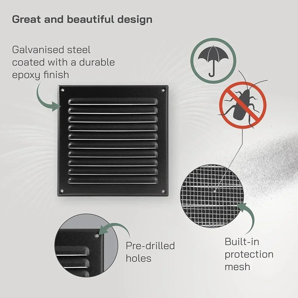 Cubierta de ventilación de aire, rejilla de ventilación de 250x250mm, cubierta de rejilla de techo de conductos cuadrados, cubierta de rejilla de ventilación de calefacción y refrigeración