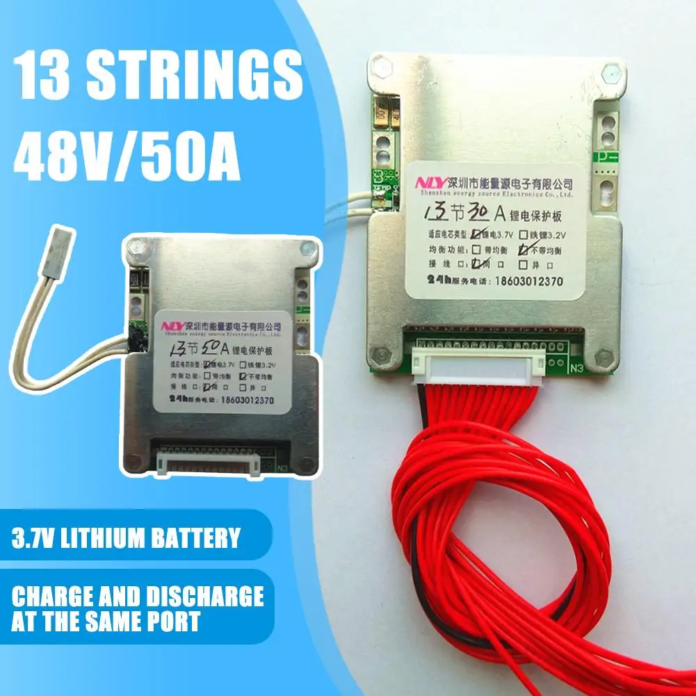 Li-ion Lithium Battery Protection Board, 13S 48V Battery Pack, BMS Proteção, PCB Charge Board para carro elétrico