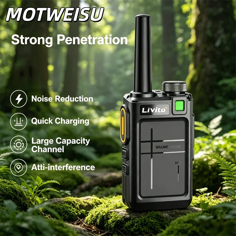 2 Pack UHF Walkie Talkie 400-470MHz Long Range Rechargeable Handheld Two Way Radio for Outdoor Camping Hiking Adventure