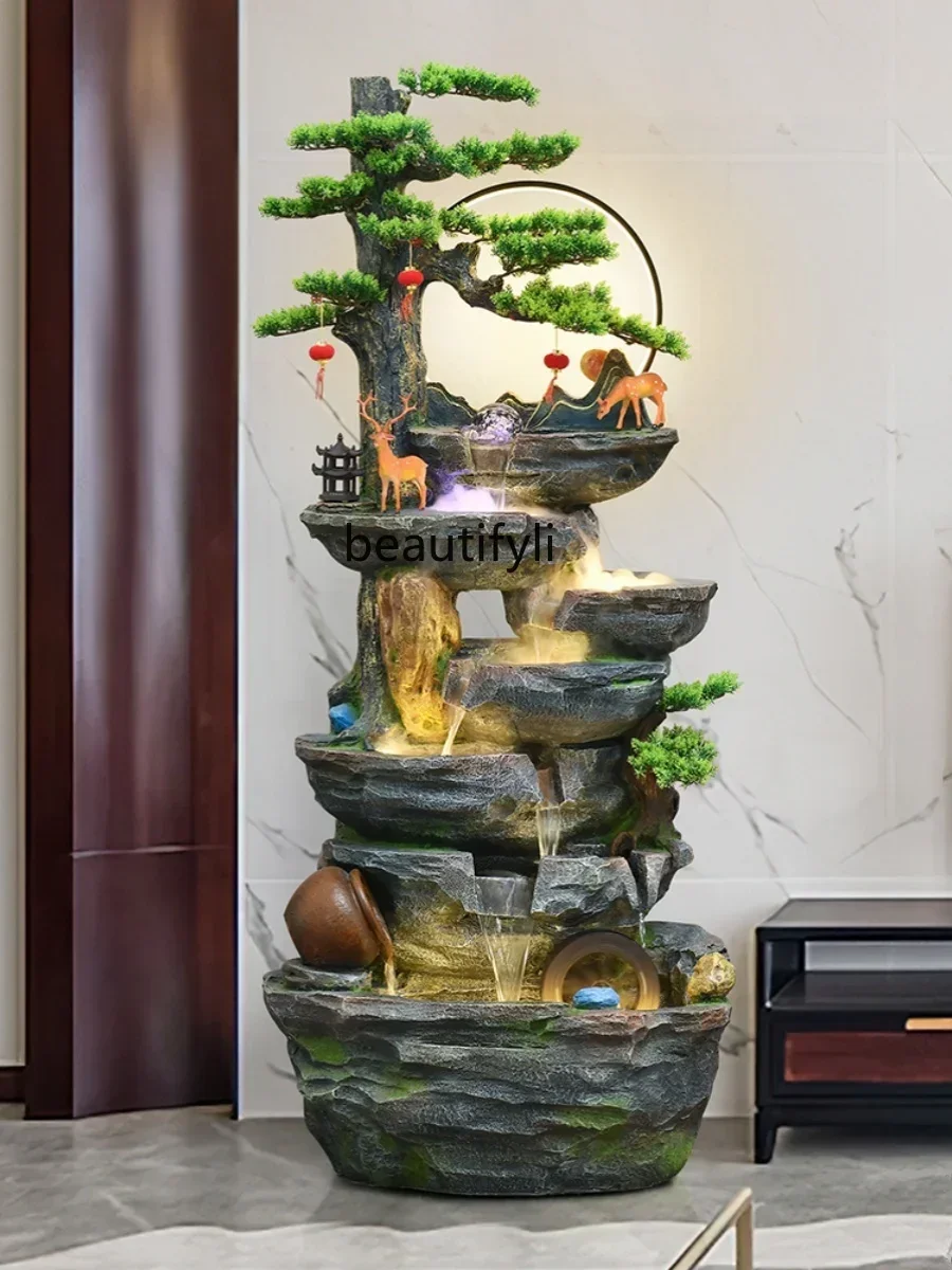 K18 A26 Large Floor Artificial Mountain and Fountain Decoration Living Room Office Fortune Decoration Mountain