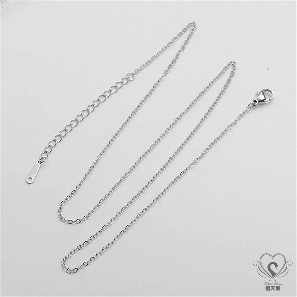 White K Stainless Steel Copper Gold-plated Loose O Flattened 0 Finished Necklace Sheet Extension Chain 50cm DIY Thin Chain