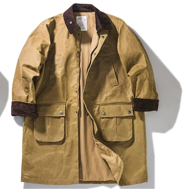 Custom Spring Autumn Outdoor Vintage Safari Clothes Oil wax Trench Coat Waterproof Military Windbreaker Rider Biker man Jackets