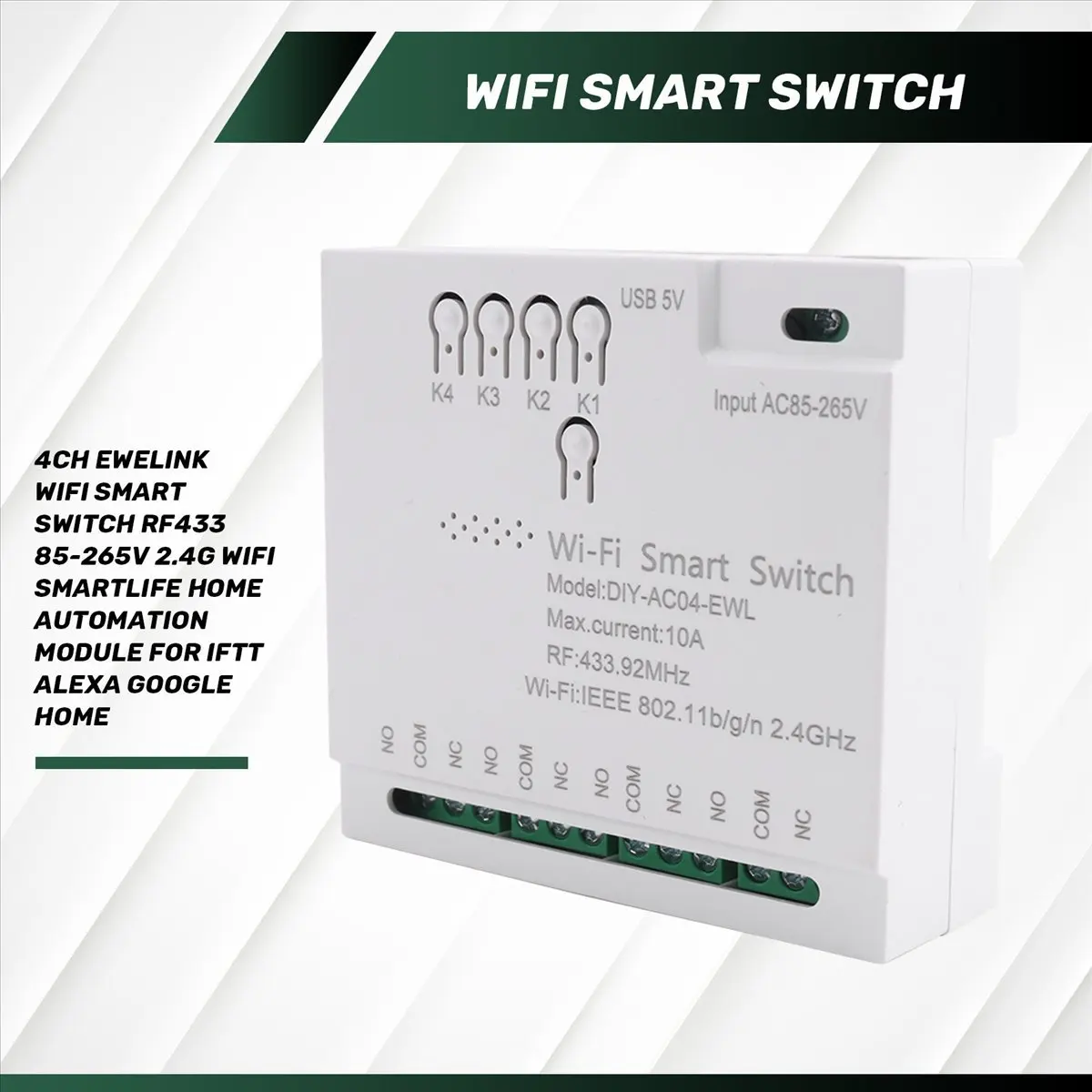 【CYBER Saturday】4CH WiFi Smart Switch RF433 85-265V 2.4G WiFi Home Automation Module for IFTT Home