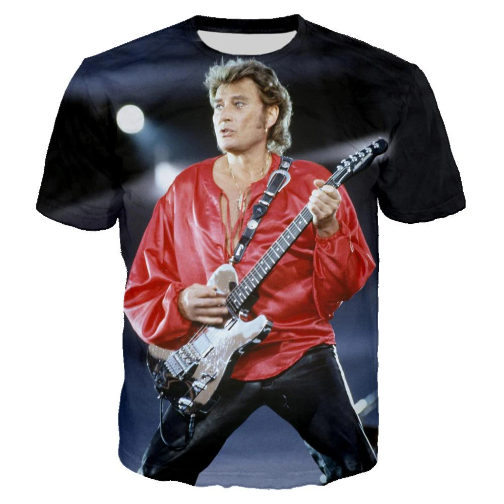 Johnny Halliday 3D Printed T-Shirts Rock Singer Men Women Casual Fashion Oversized Short Sleeve T Shirt Kids Tees Tops Clothing