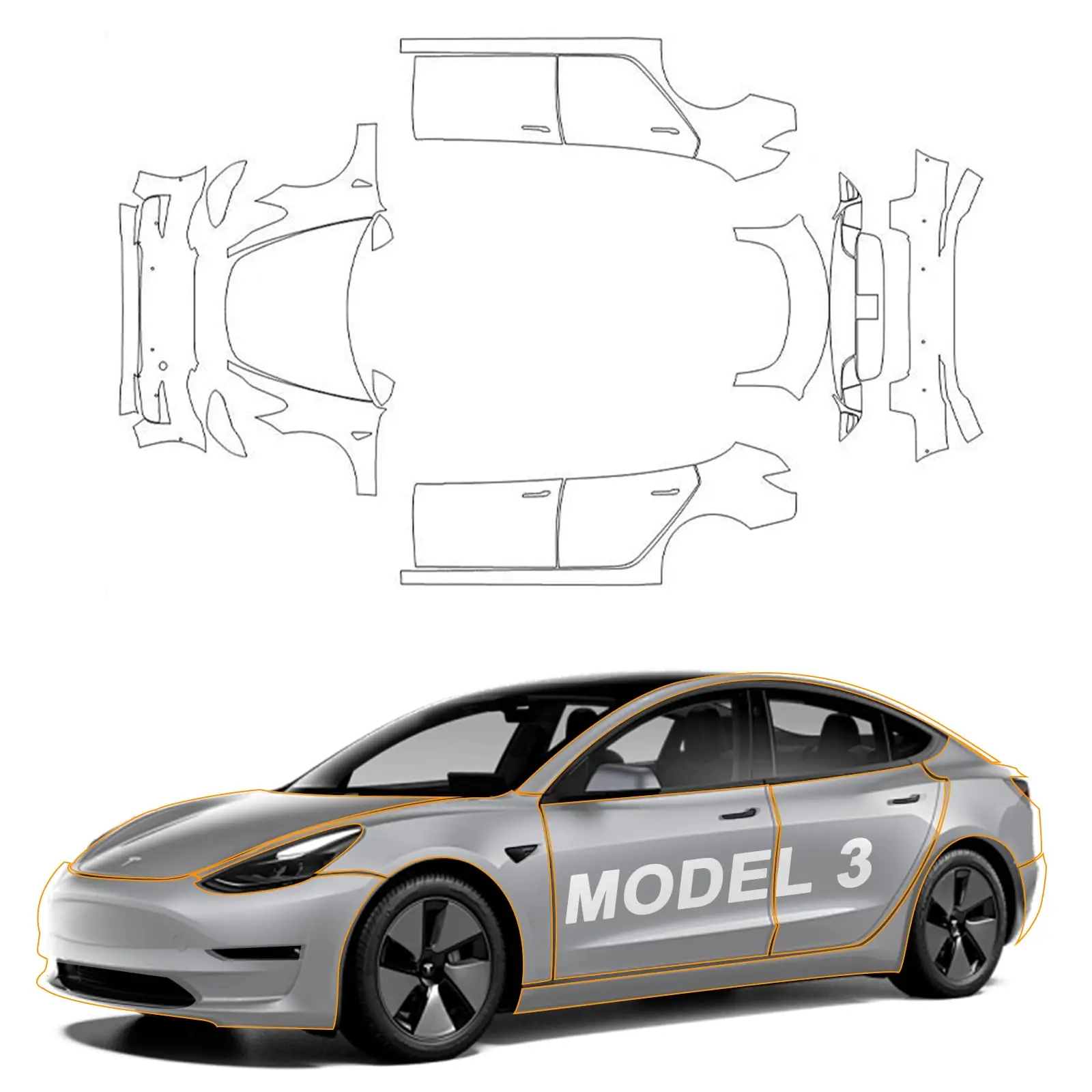 

TPU Pre-cut Transparent Car Paint Protection Film PPF Kit For Tesla Model 3 Highland 2024 And Later Models Scratch-resistant