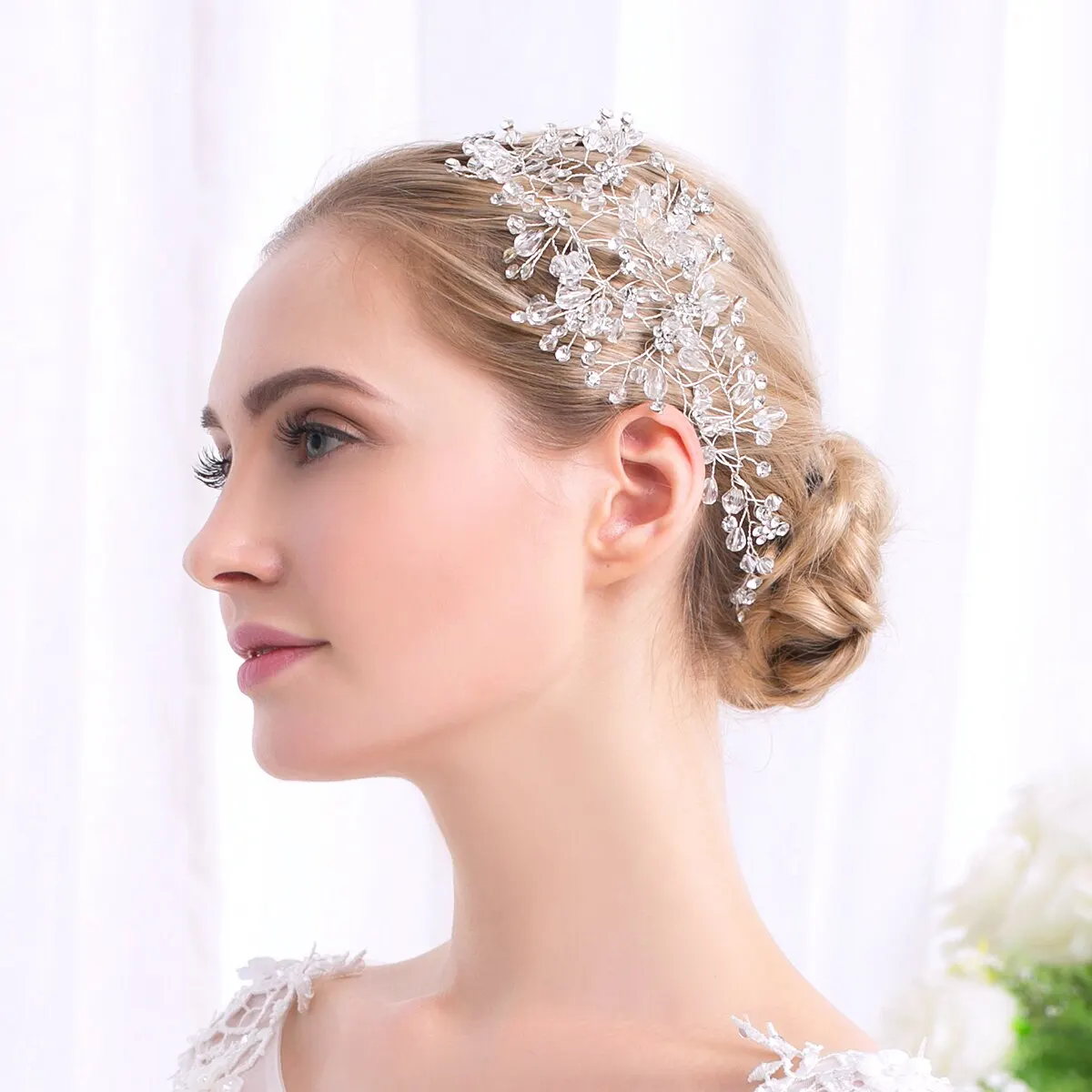 Handmade Wired Crystal Rhinestones Crystal Bridal Hair Vine Hairband Wedding Headband Bridesmaids Women Jewelry