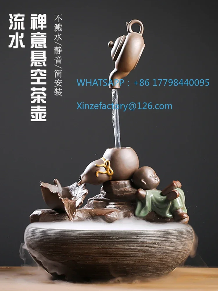 تخصيص الإبداعية السيراميك نافورة الماء الجارية المرطب زخرفة محظوظ فنغ شوي عجلة غرفة المعيشة مكتب المياه الجارية #3