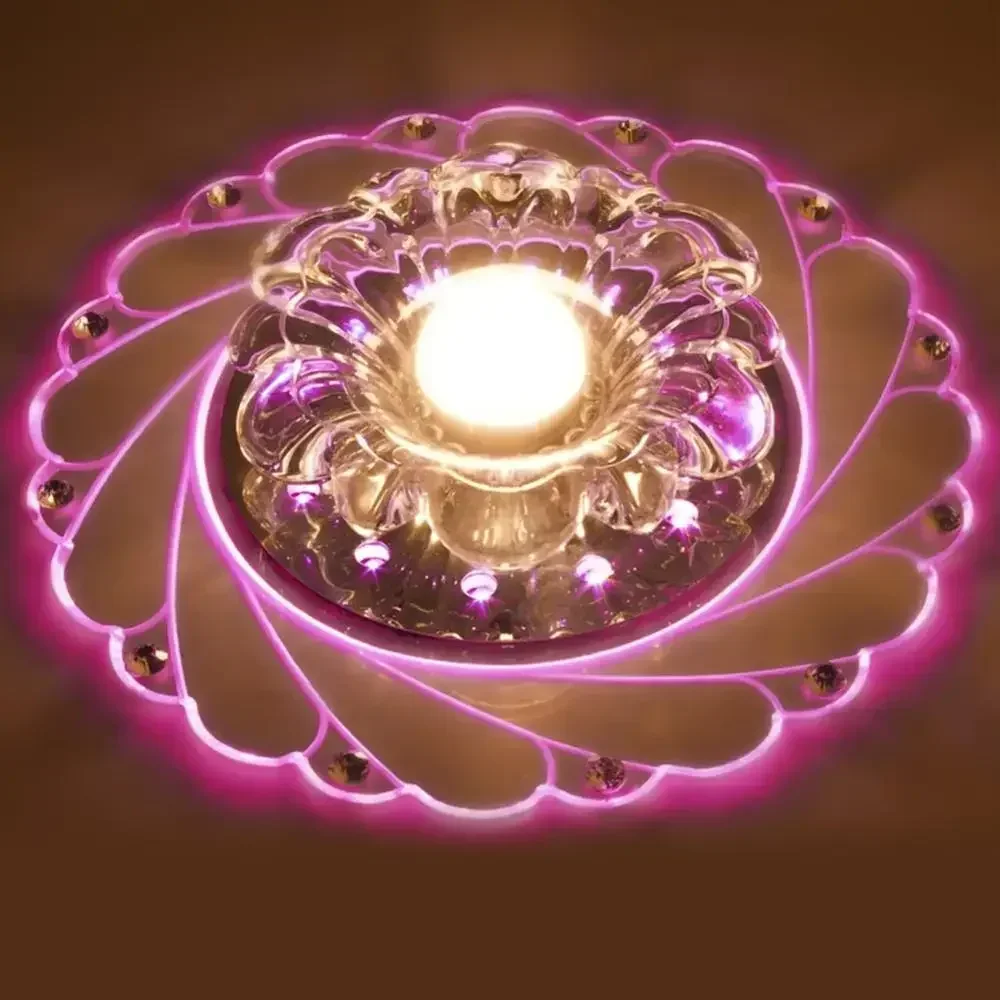 Crystal Lotus Ceiling Light 3W Colorful Aesthetic Lighting For Corridor Bedroom Living Room Ceiling Lamp
