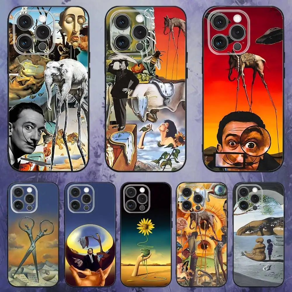 

S-Salvador D-Dali Art Phone Case For iPhone 17,16,15,14,13,12,Pro,Max,Plus,E,SE4,Air,Mini Black Soft Box