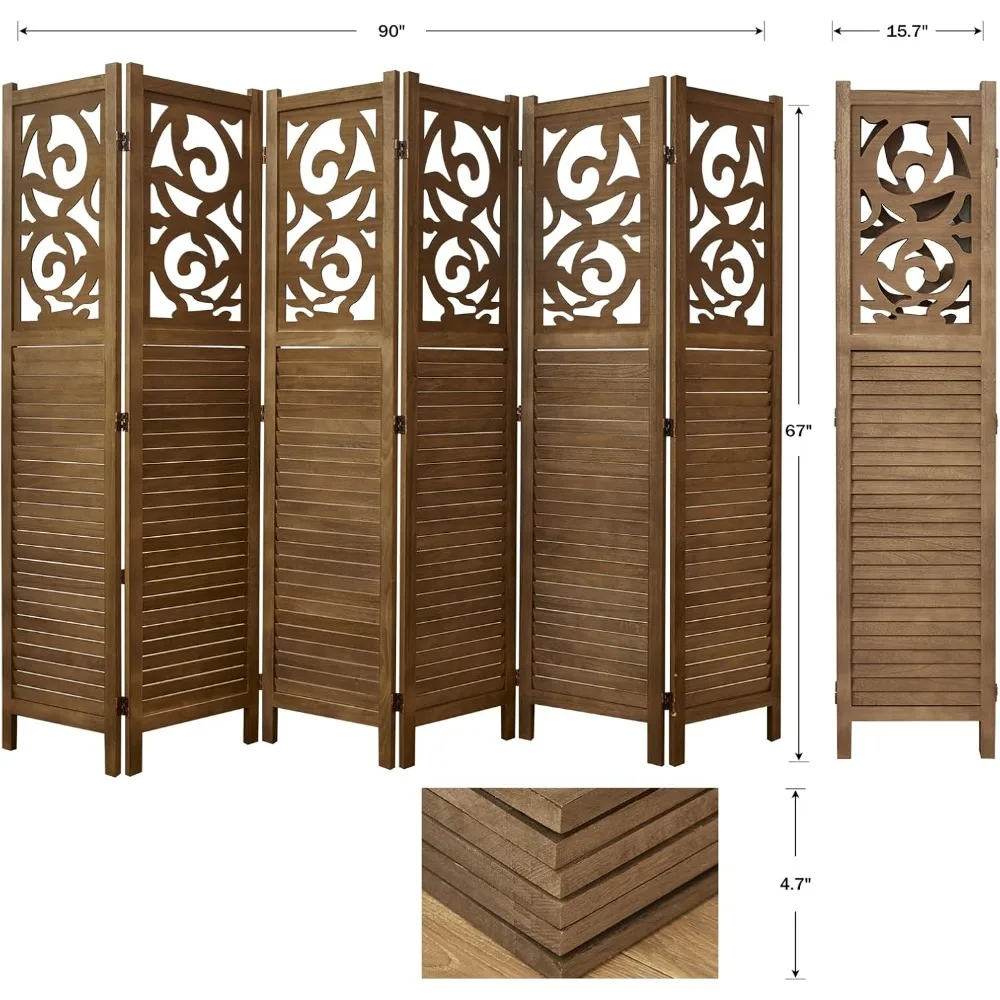Bamboo Print 4-Panel Black Room Divider Screen