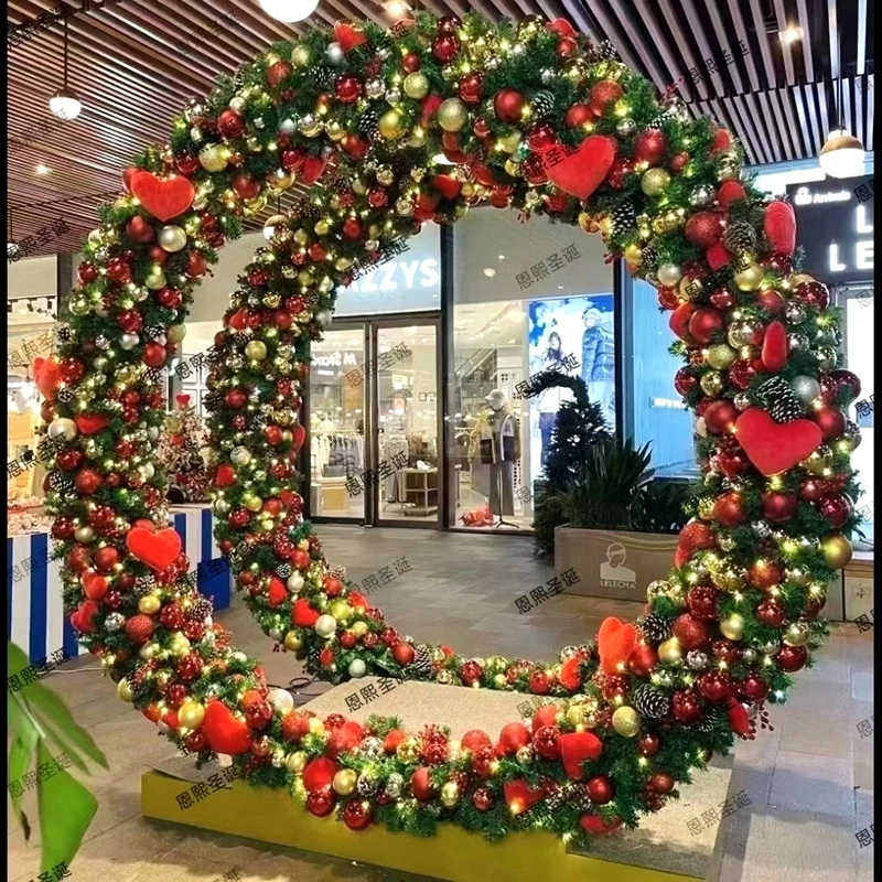 Christmas Wreath Festival Decoration 80/50/60/cm Gold and Silver Christmas Wreath Hotel Home Shopping Window Hangings Door Decor