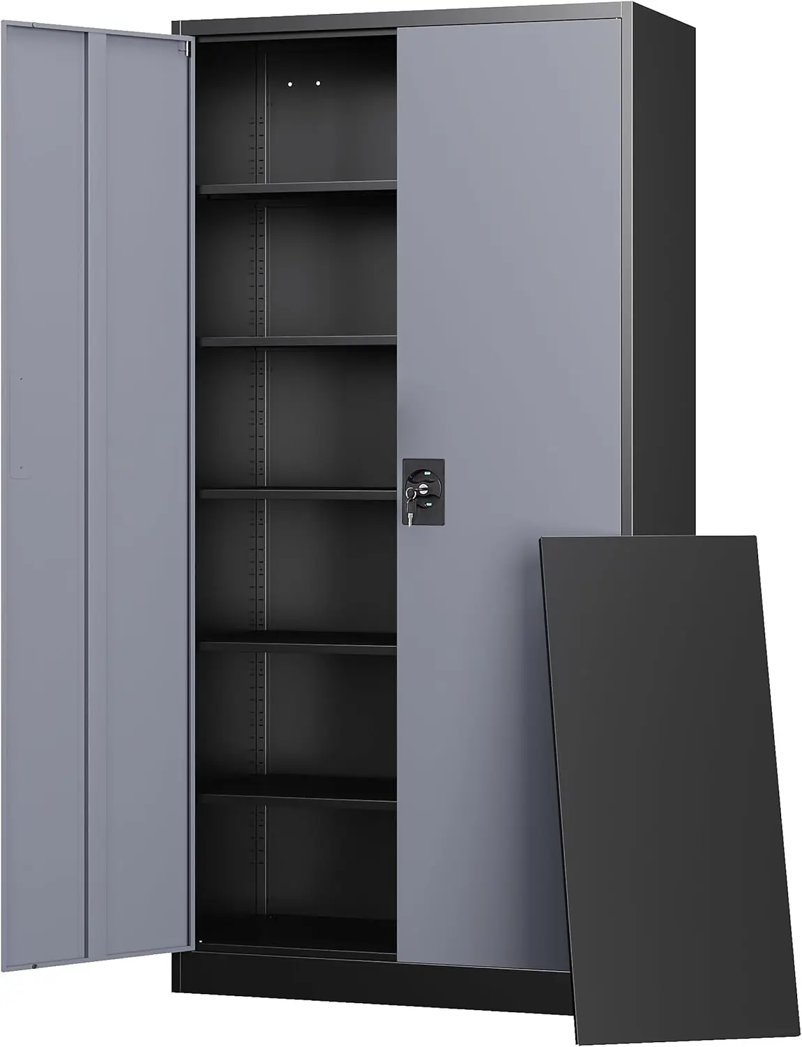 Storage Cabinets with Lock Door and Adjustable Shelves, Steel Tool Cabinets for Home,Office,Warehouse Organisieren (Black Gray)