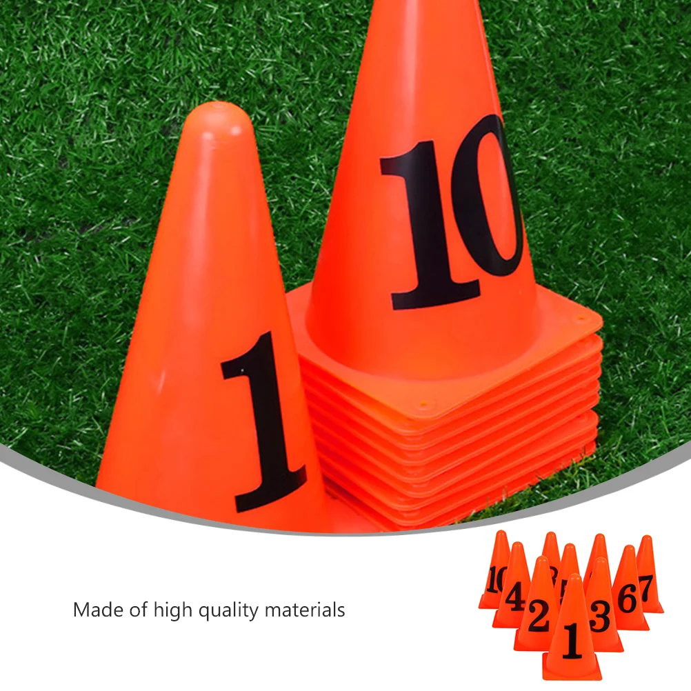 10 Pcs Soccer Number Sign Bucket Cone Ice Cream Indoor Football Marker for Training Numbered Cones Agility Filed Sports