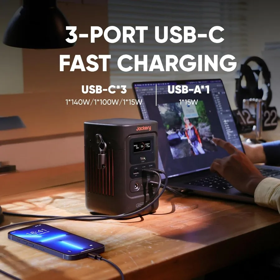 Jackery Explorer 240D Power Bank 256Wh LiFePO4 محطة طاقة محمولة مع مخرج تيار مستمر 200 وات تتضمن كابل شحن 1-Hou #4