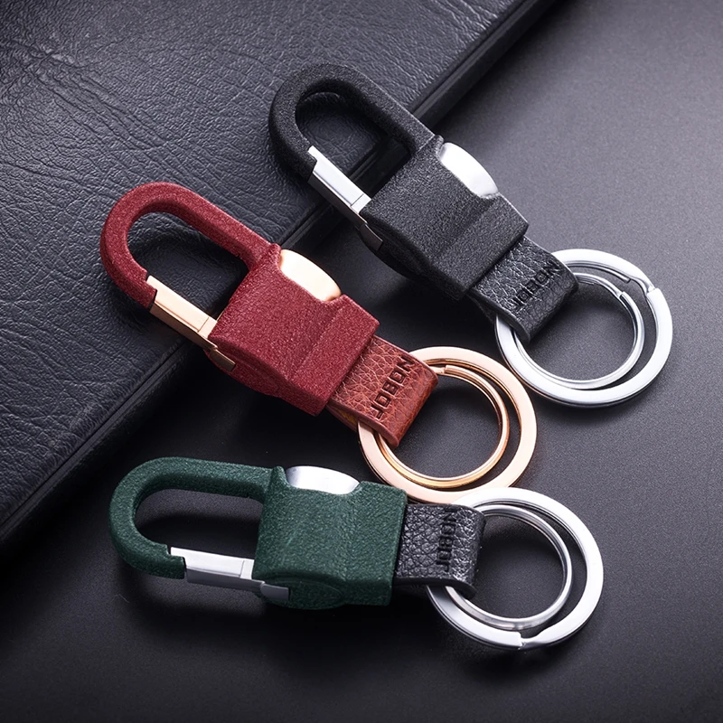 Durable Men Key Chain Custom Lettering Car Keychains Buckle Leather Classic Carabiner for Key Ring Holder Best Xmas Gift Jewelry