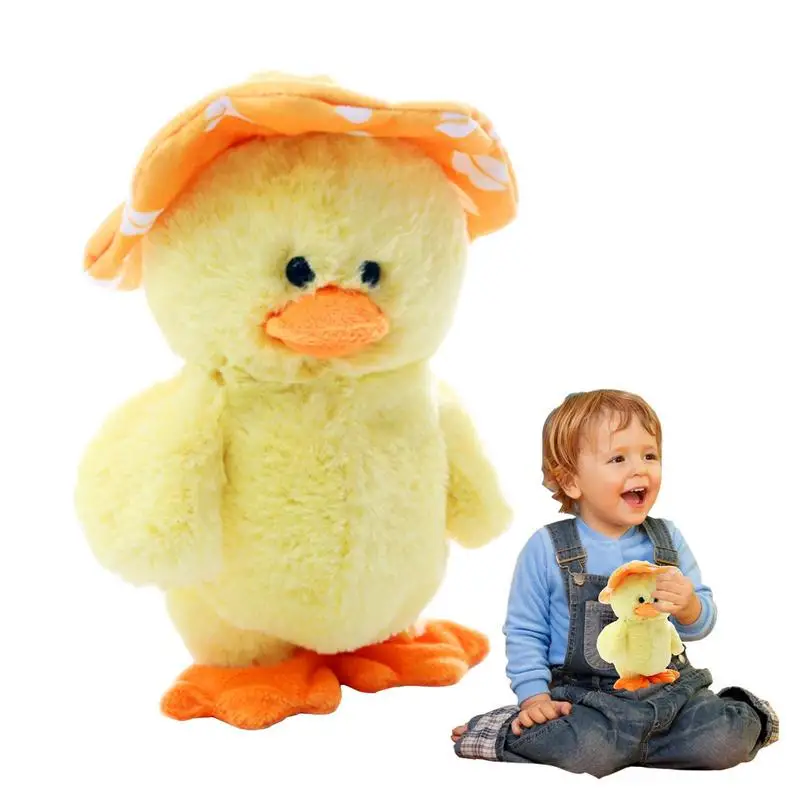 Pop-juguetes eléctricos de pato amarillo para niños pequeños, muñeco de peluche multifuncional, grabación de baile y canto, Regalos divertidos