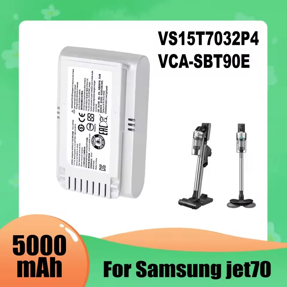 

2026 New Battery 21.6V 5000mAh for samsung jet 70 VS15T7032P4 VCA-SBT90E Vacuum Cleaner Batteries