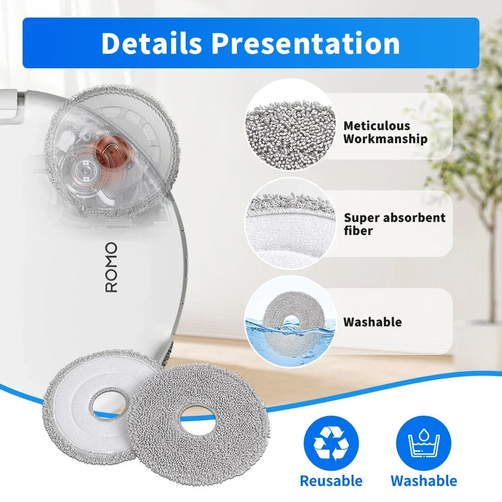 ل DJI ROMO P ROMO S ROMO A ممسحة الوسادة القماش الجانب الرئيسي فرشاة فلتر HEPA كيس لجميع الغبار استبدال الملحقات صحية المتاح