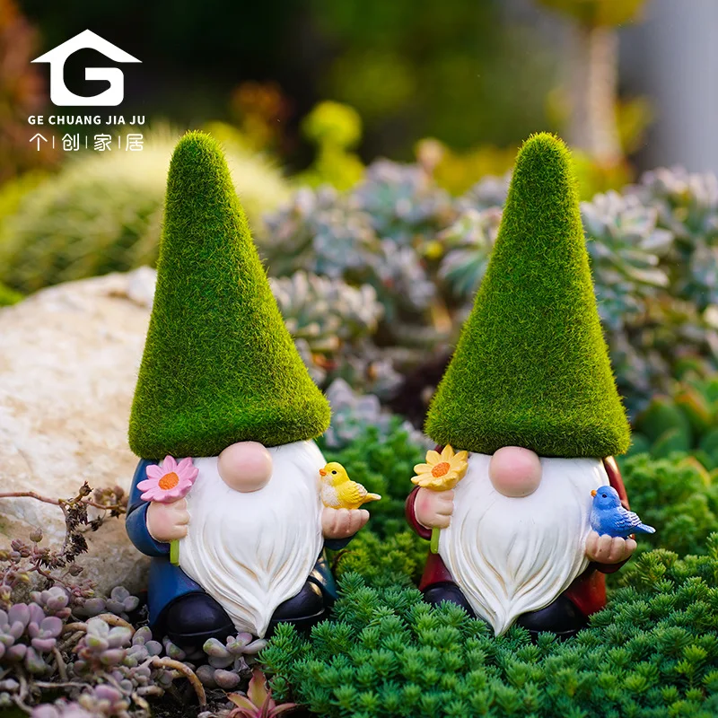 

‌ ‌Velvet Gnome Statue‌ - Handmade Resin Garden Ornament for Outdoor & Indoo