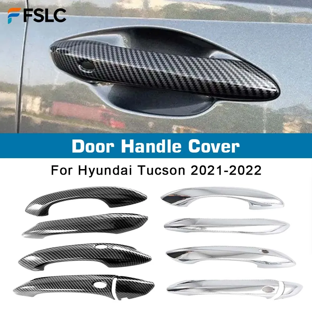 

⭐Genuine⭐ Door Handle Cover For Hyundai Tucson 2021 2022 2023 NX4 New Carbon Fiber Chrome Decor Trim Sticker Styling Accessories