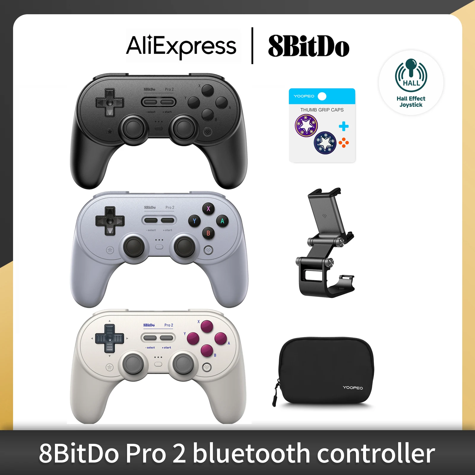 8bitdo-pro-2-bluetoothワイヤレスコントローラーホール効果のあるジョイスティックnintendo-switchpcmacosandroidタッチスクリーンraspberrypi