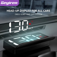 Geyiren M3 OBD2 GPS Car Speedometer Head Up Display Speed Alarm HUD Water Temperature Windshield Projector MPH KM/H