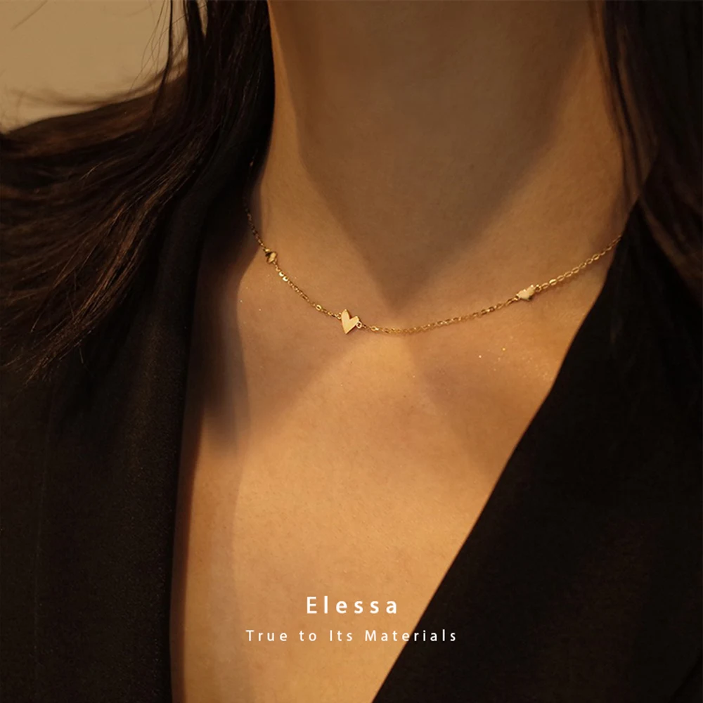 

Elessa Mini Heart Necklace — Pure Silver with 14K Gold Plating, Dainty Anti-Fade Jewelry Gift for Women Birthday or Daily Wear