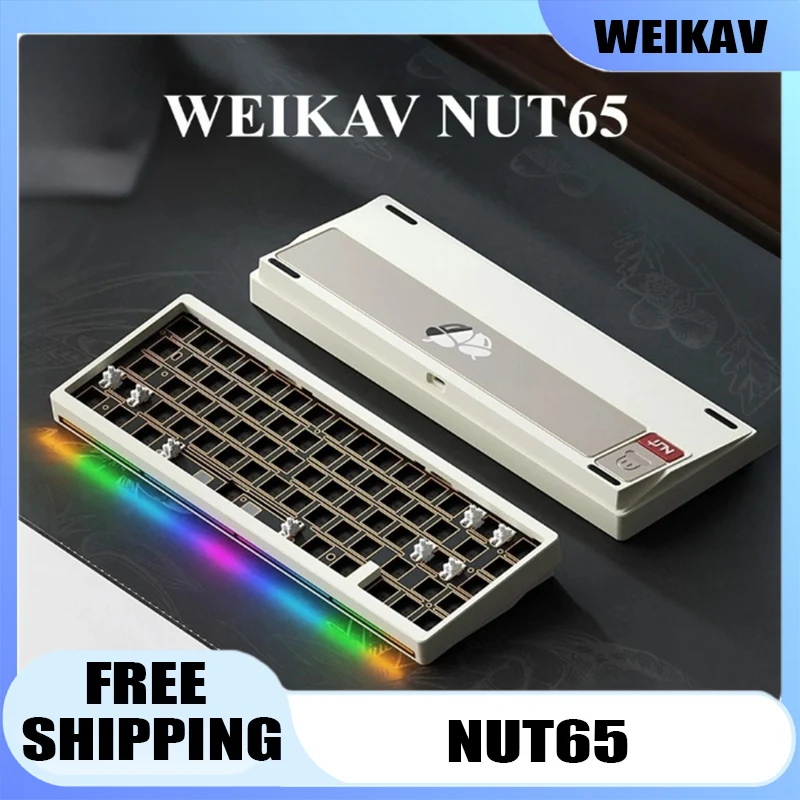 

WEIKAV NUT65 Mechanical Keyboard Kits 68% Layout Aluminium Alloy Wireless Tri-Mode Custom Gaming Keyboard Kit PC E-Sports Gifts