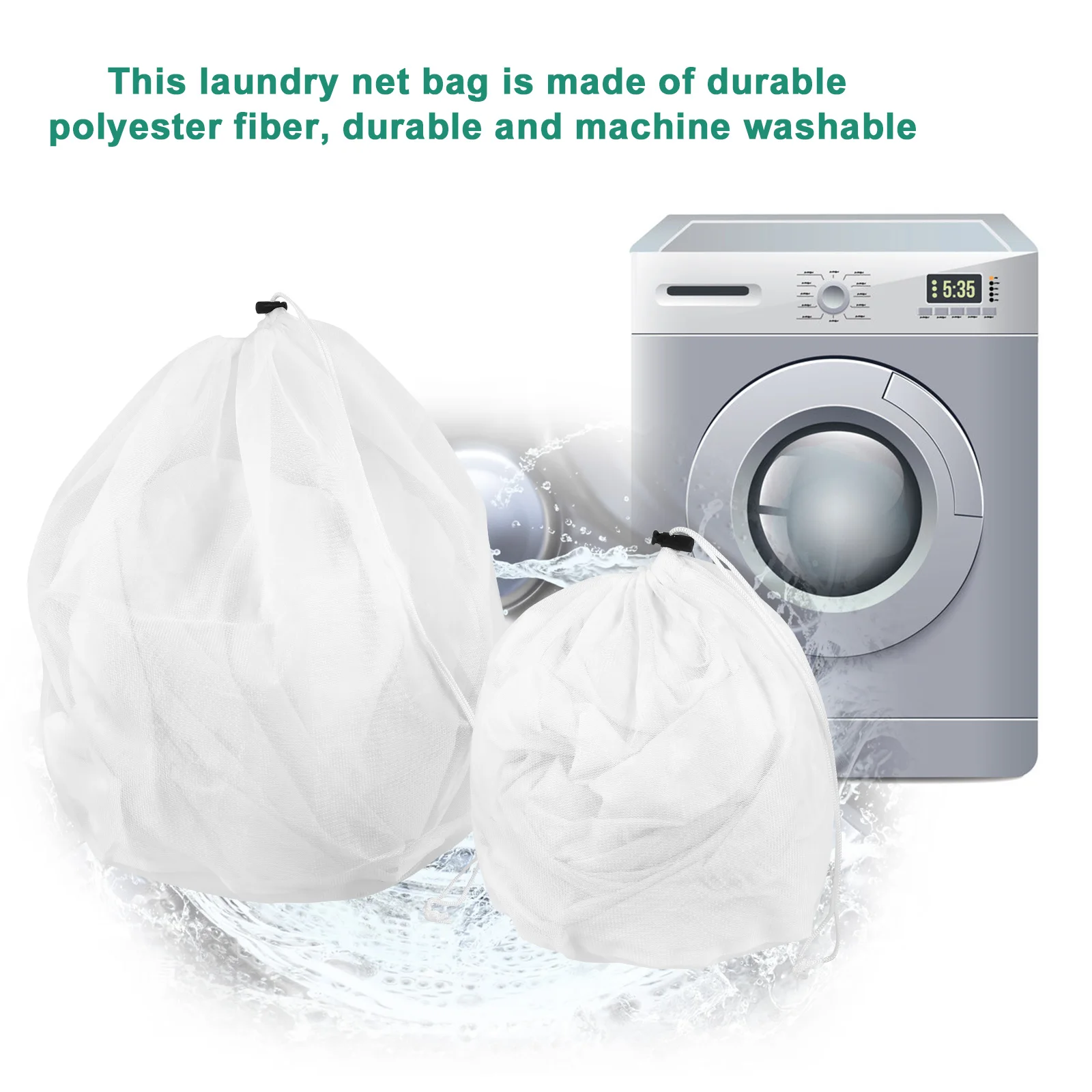 

4Pcs Laundry Bag Mesh Wash Bag Drawstring Polyester Suitable Clothes Pillows Blankets Quilts Sweaters Towels Underwear