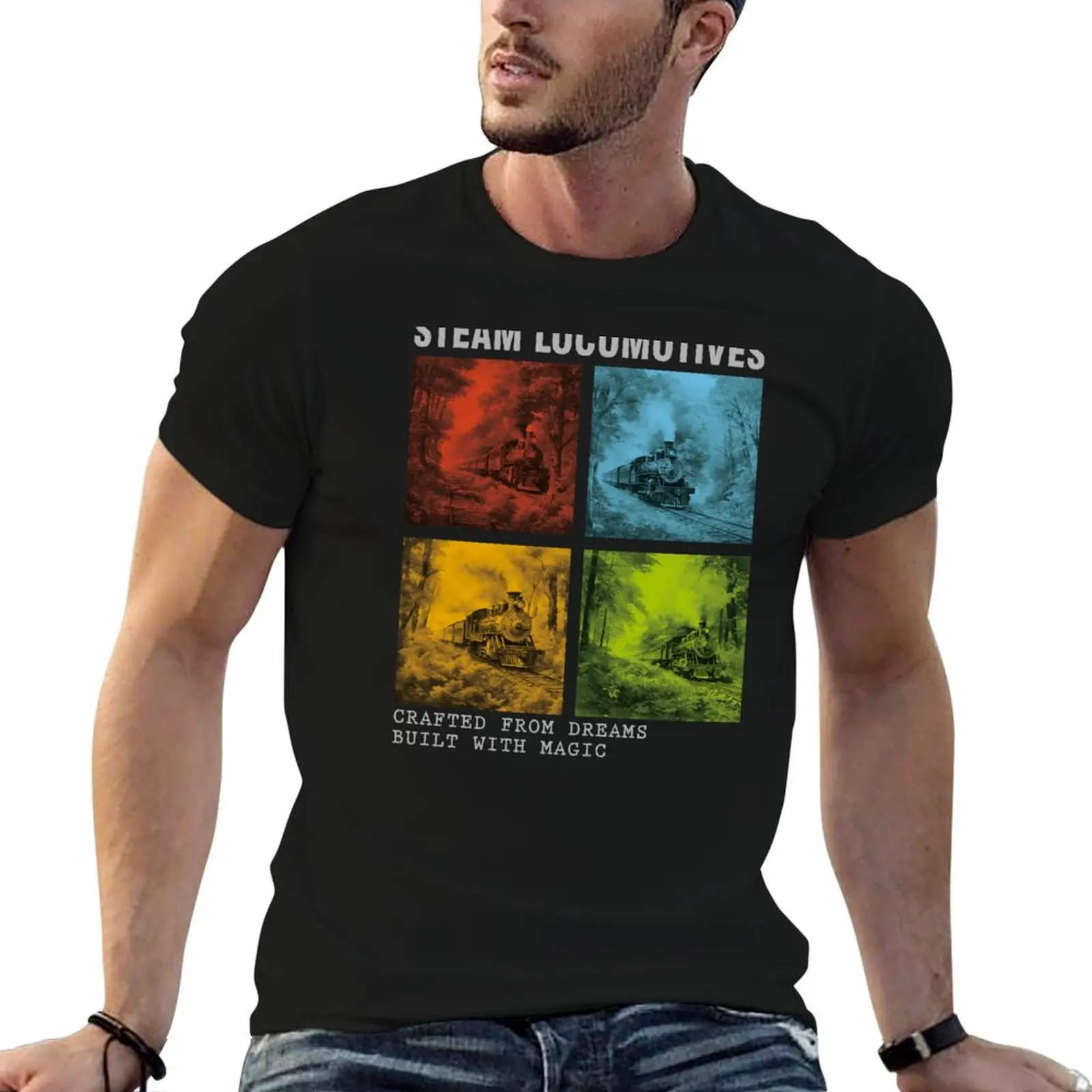 Steam locomotives - crafted from dreams, built with magic T-Shirt oversizeds vintage anime shirt mens designer clothes