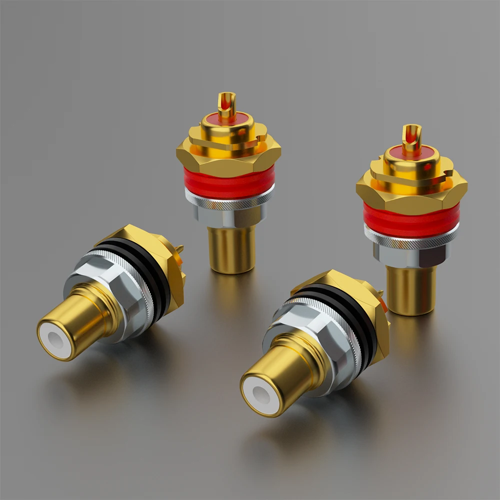 Monosaudio C401R/G RCA-Buchsen aus reinem Kupfer, Anschlussgehäuse, reines Kupfer, Gold/Rhodium, verfügbare Isolations-Metallanschlüsse – Detail 10